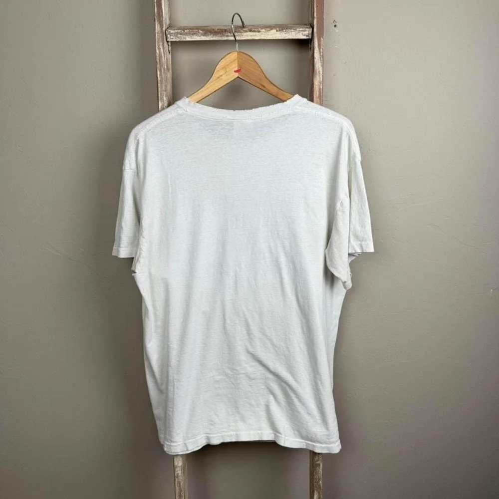 Vintage 90s USA Nike Trashed White Single Stitch T‎ Shirt size Large
